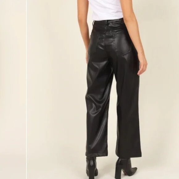 MVN The Label Eliza Faux Leather Wide Leg Pants - Picture 2 of 9